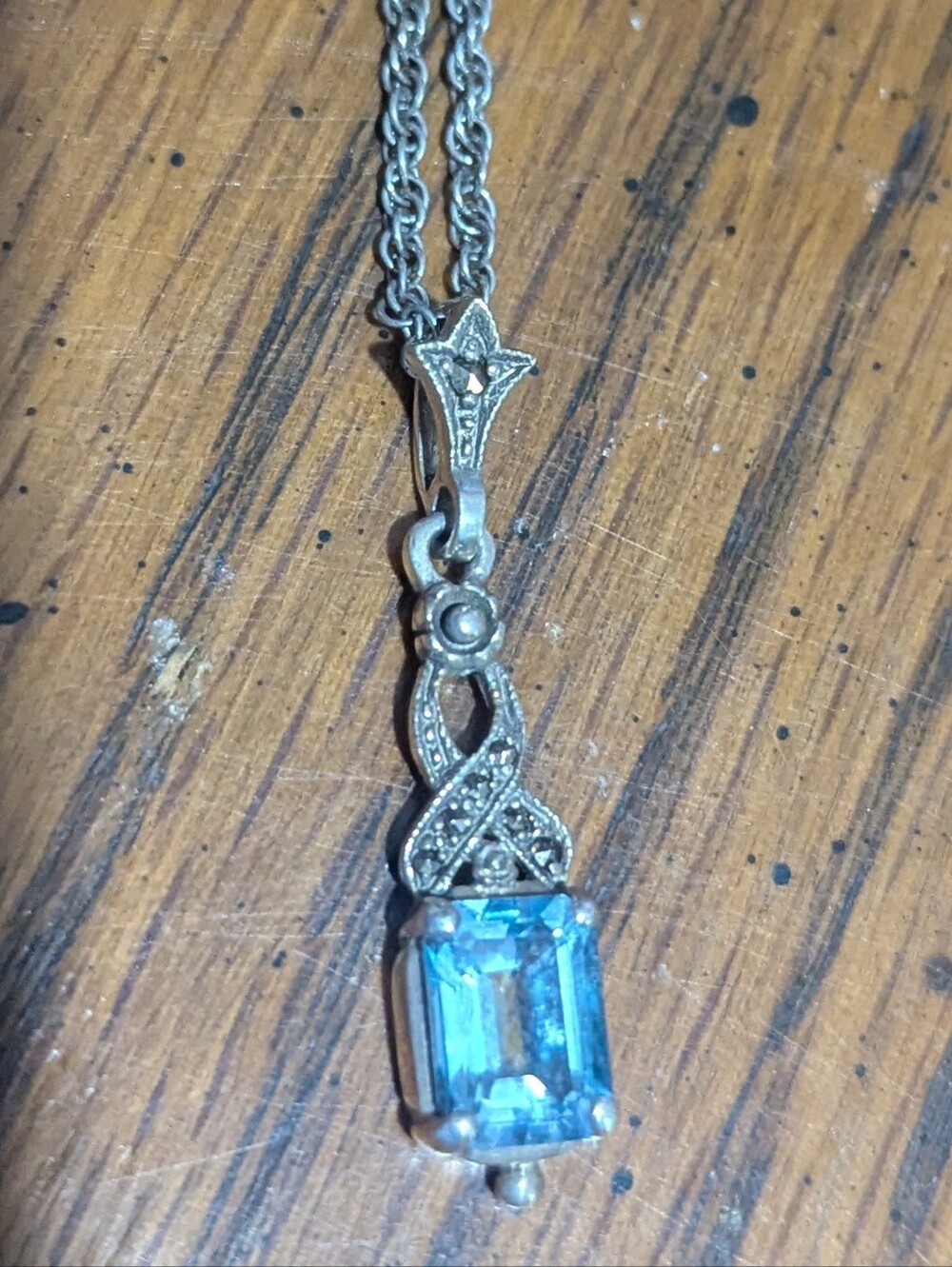 Blue Topaz And Marcasite Necklace